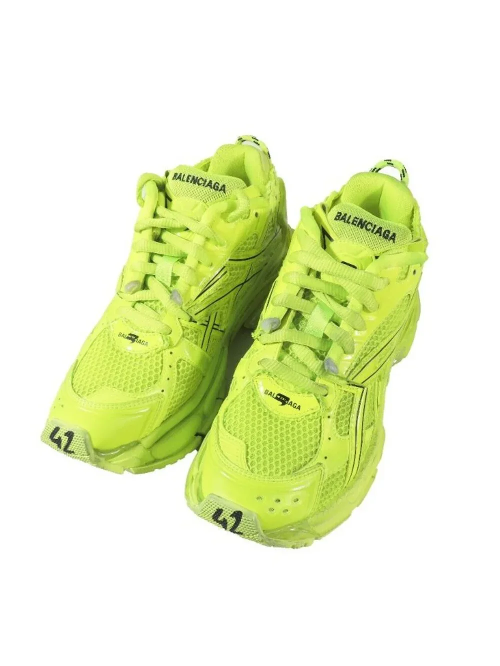 Balenciaga Runner Low Cut Sneakers Vintage Shoes Neon Yellow - Picture 3 of 14